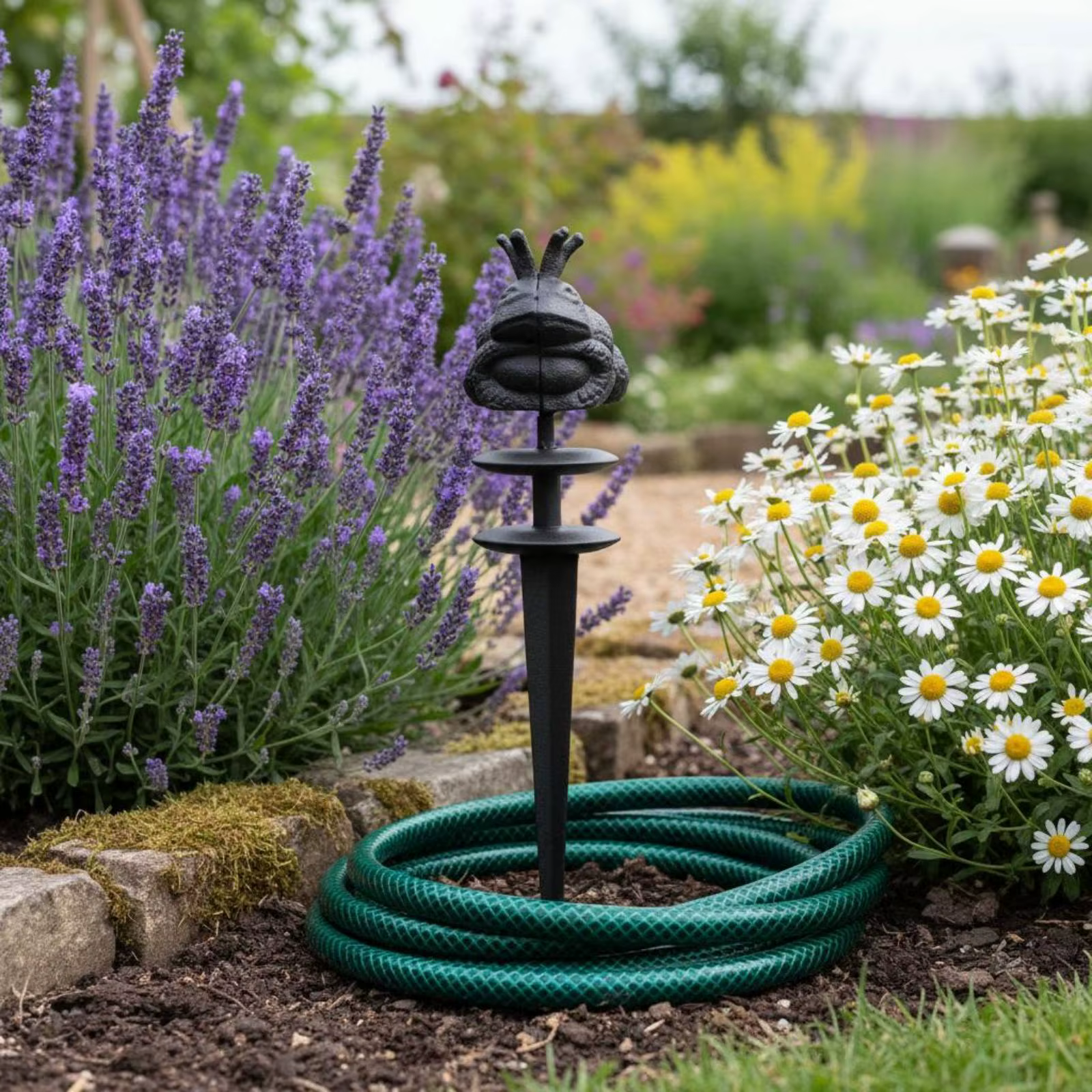 Soporte Vintage para Manguera de Jardín – Organizador de Exterior - imagen 5