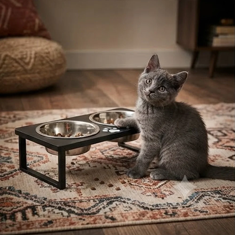 Comedero Elevado para Gatos y Perros Pequeños – Doble Acero Inoxidable - imagen 5