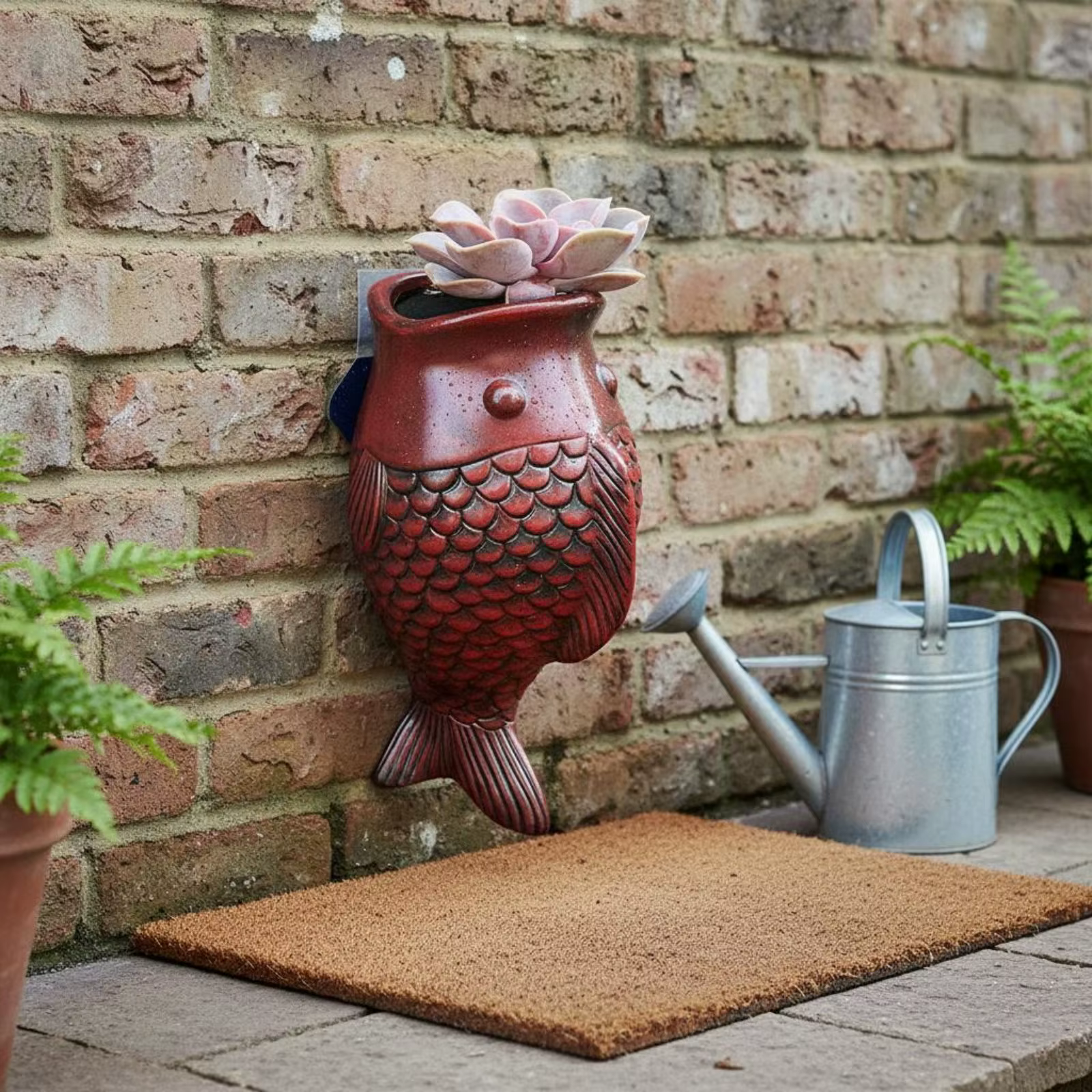 Maceta colgante con forma de pez para pared o jardín - imagen 3