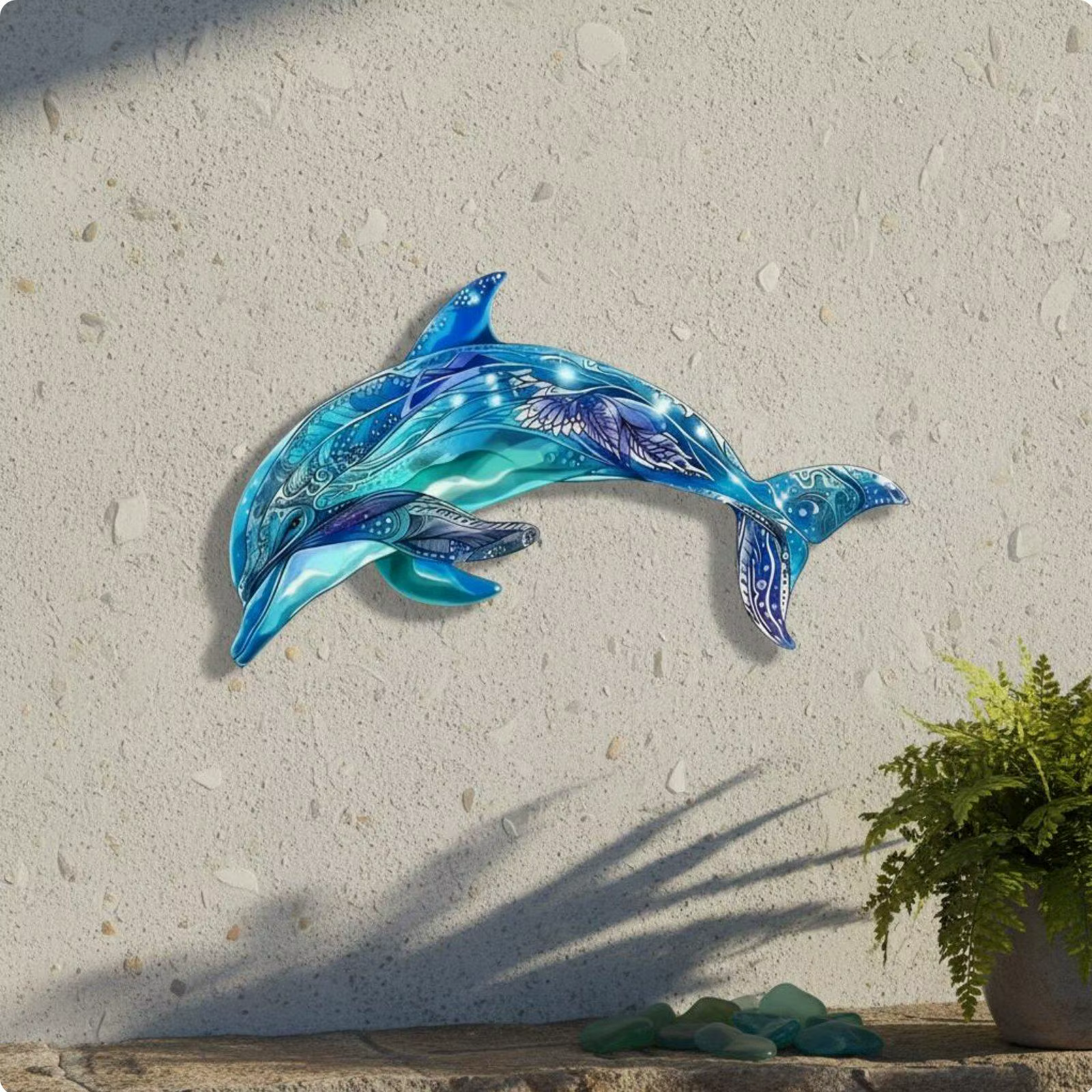 Decoración de pared con delfín metálico azul resistente al óxido - imagen 5