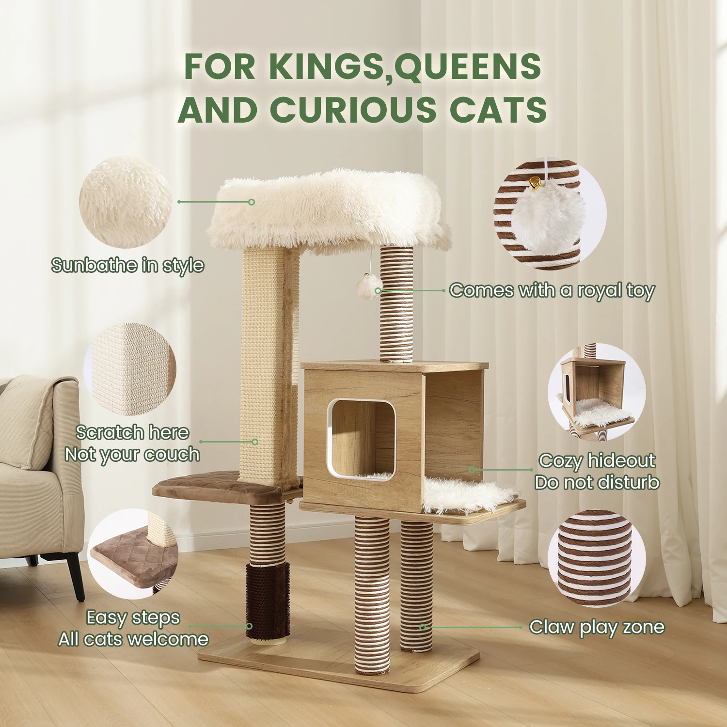 Torre para gatos de varios niveles con perchas y postes de sisal