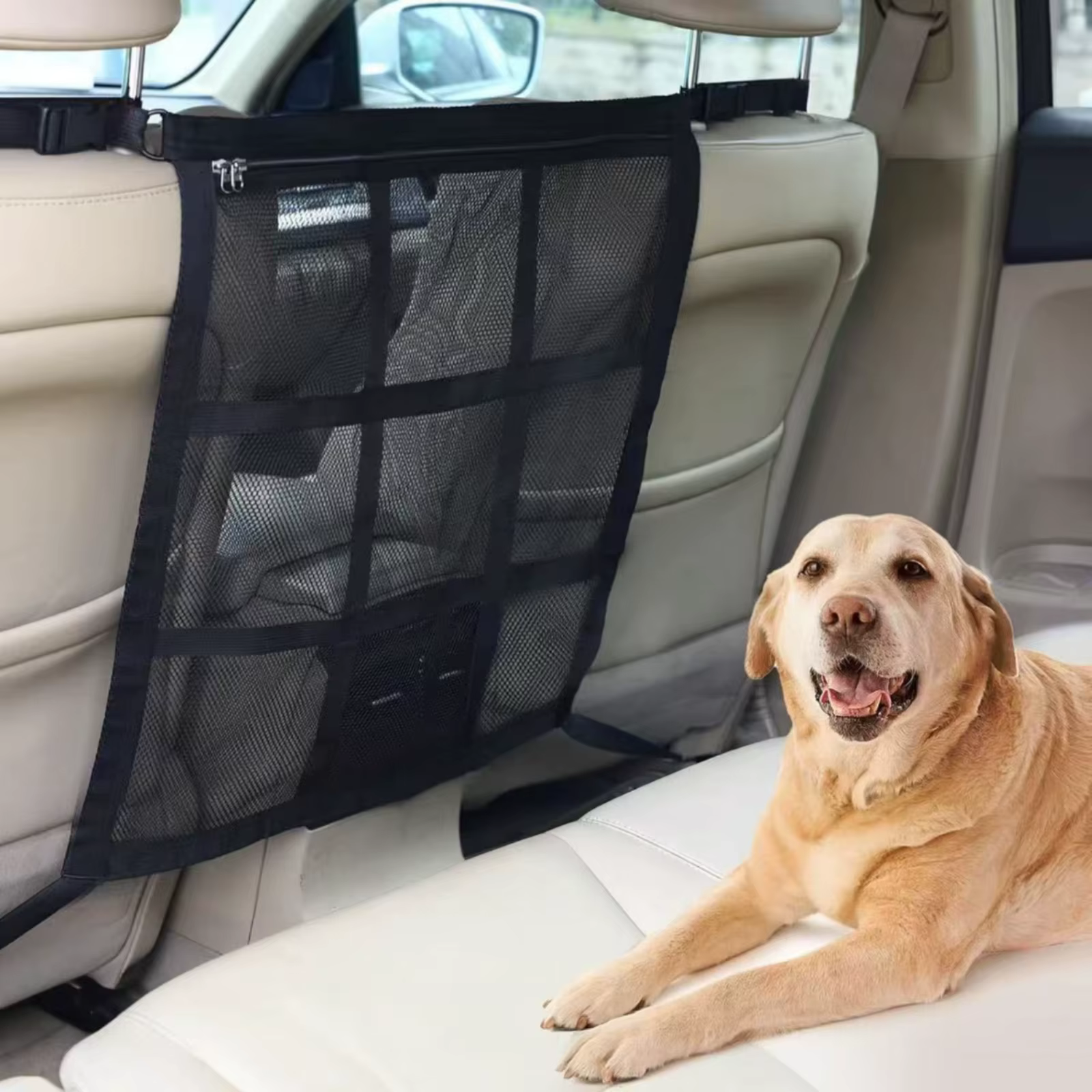 Barrera ajustable para perros y gatos – Puerta antiescape para coche, escaleras y puertas - imagen 4