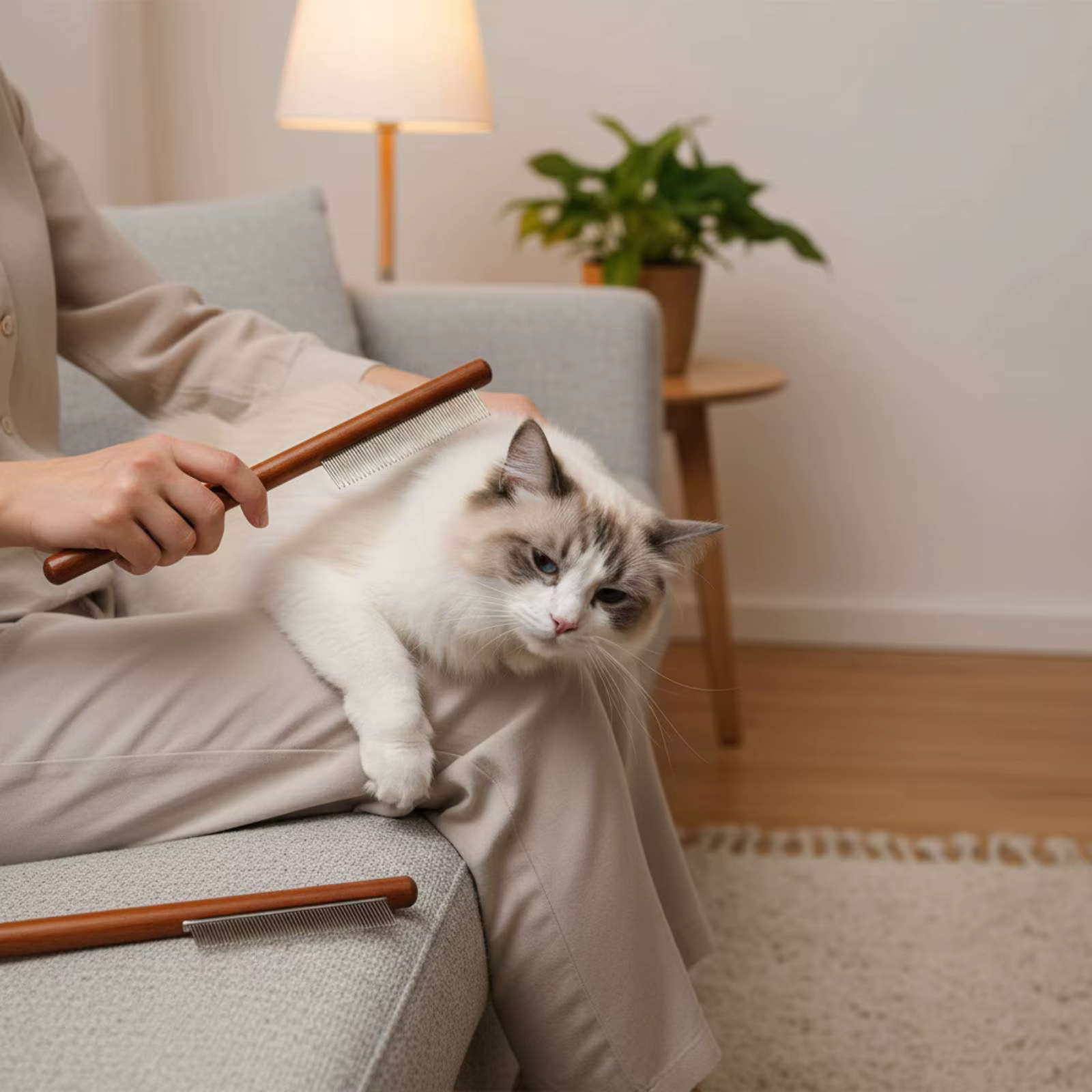 Juego de peines para cepillar pelo de perros y gatos, mango de madera