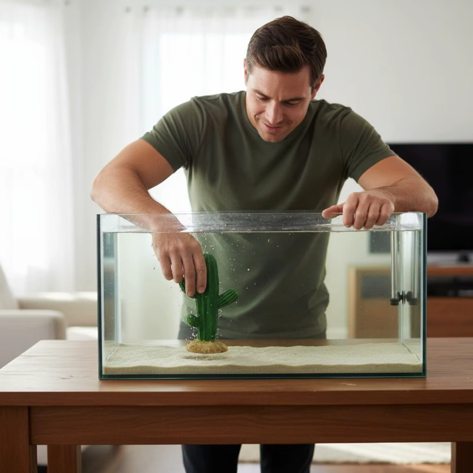 Cactus artificial de resina para terrarios y acuarios – Decoración desértica - imagen 4
