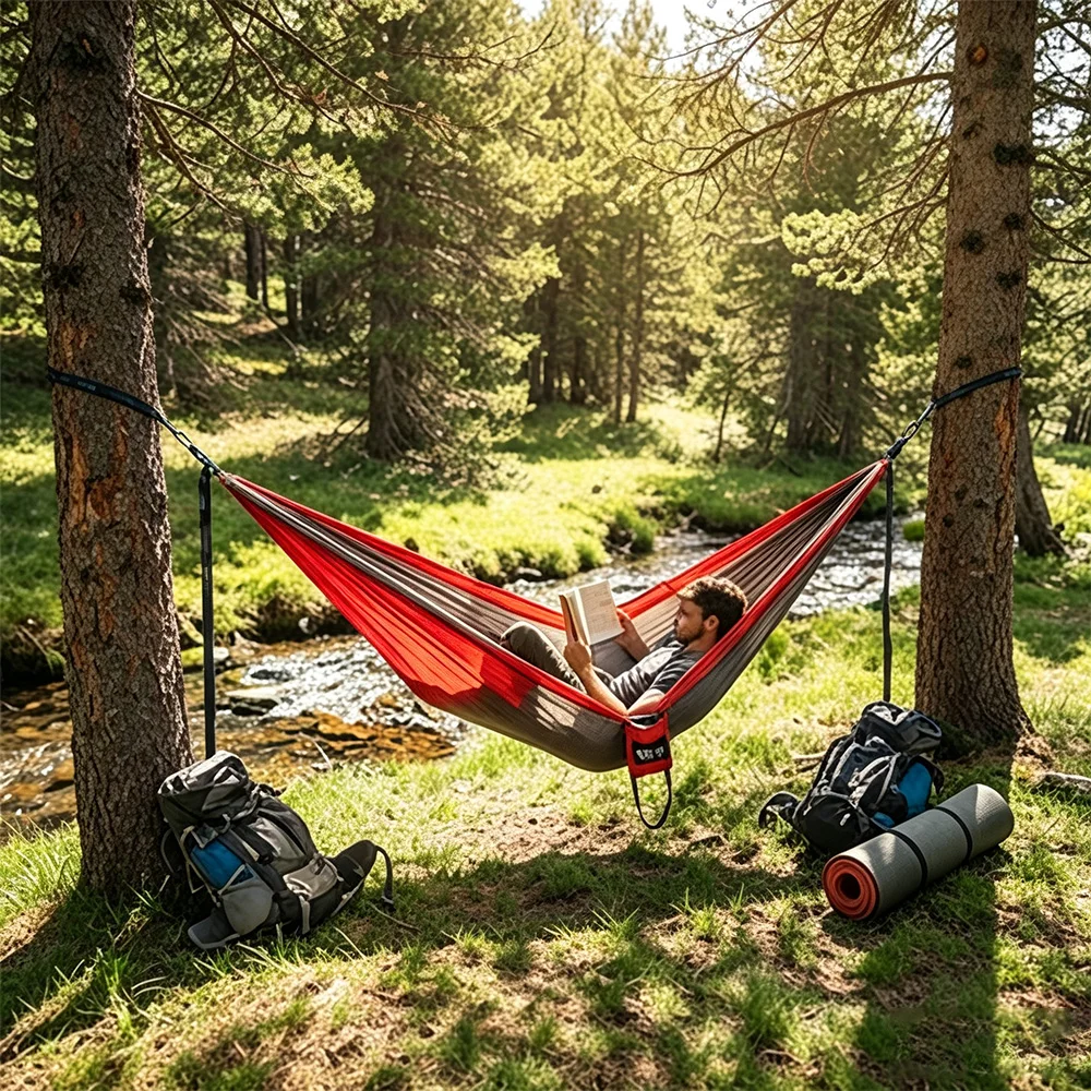 Hamaca plegable para acampar con bolsa de transporte – Ultraligera y portátil - imagen 5