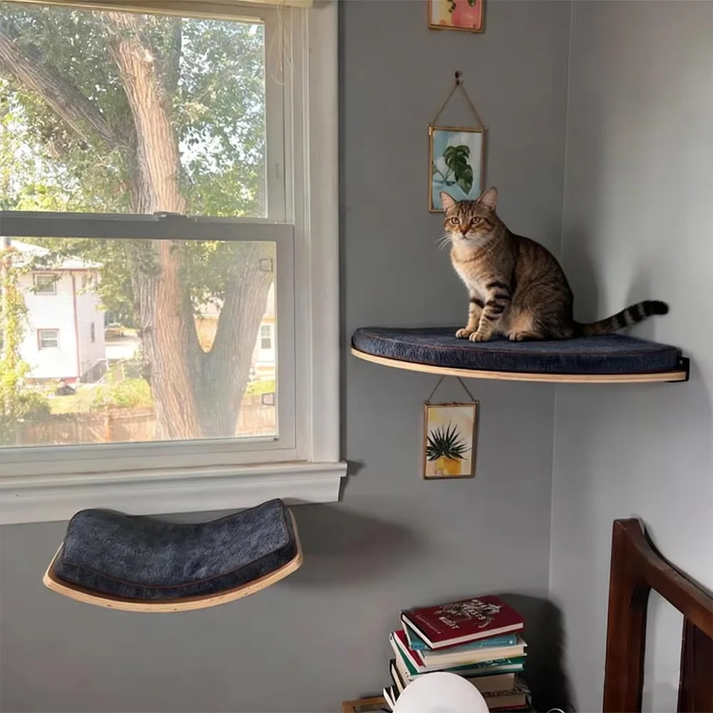 Plataforma para Saltos de Gatos con Cojín Suave – Percha de Pared - imagen 3
