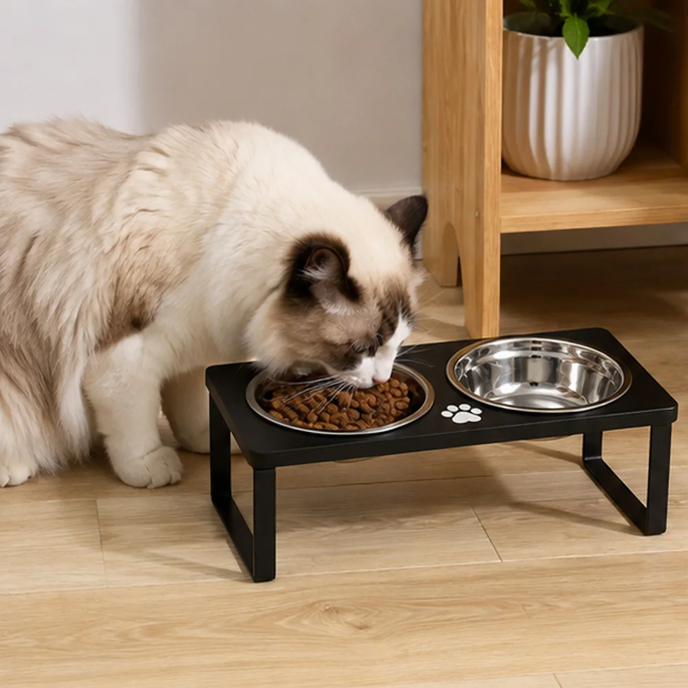 Comedero Elevado para Gatos y Perros Pequeños – Doble Acero Inoxidable - imagen 2