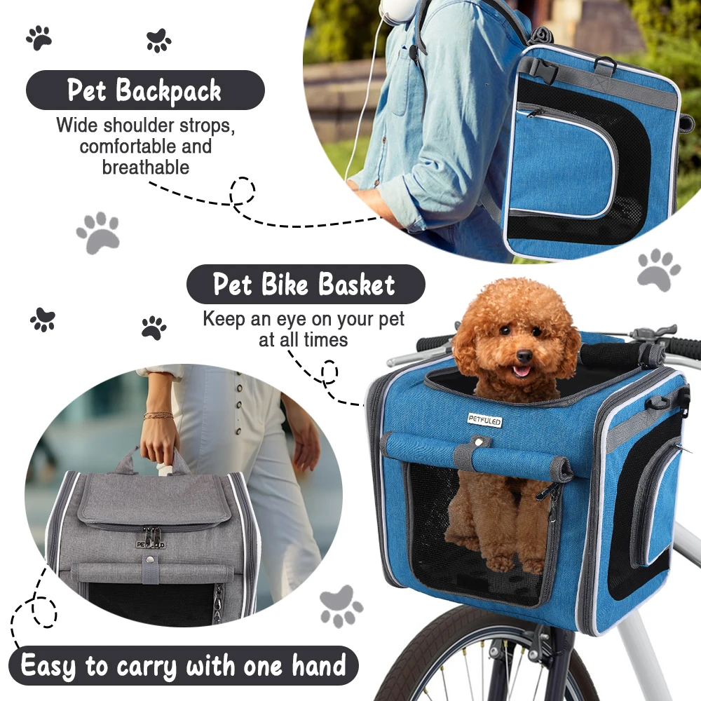 Mochila transportadora expandible y cesta bici para gatos y perros - imagen 5