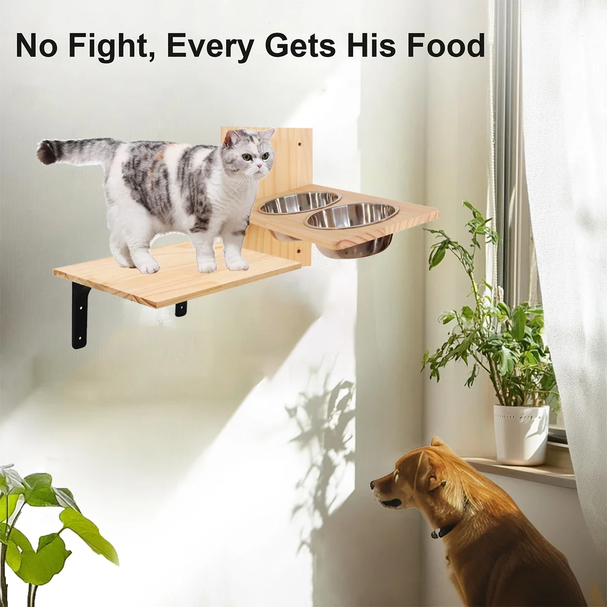 Estructura flotante montada en pared de la casa para gatos