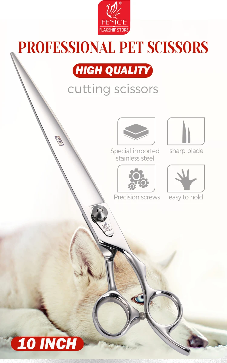 Tijeras profesionales Fenice JP440C de 10 pulgadas para peluquería canina