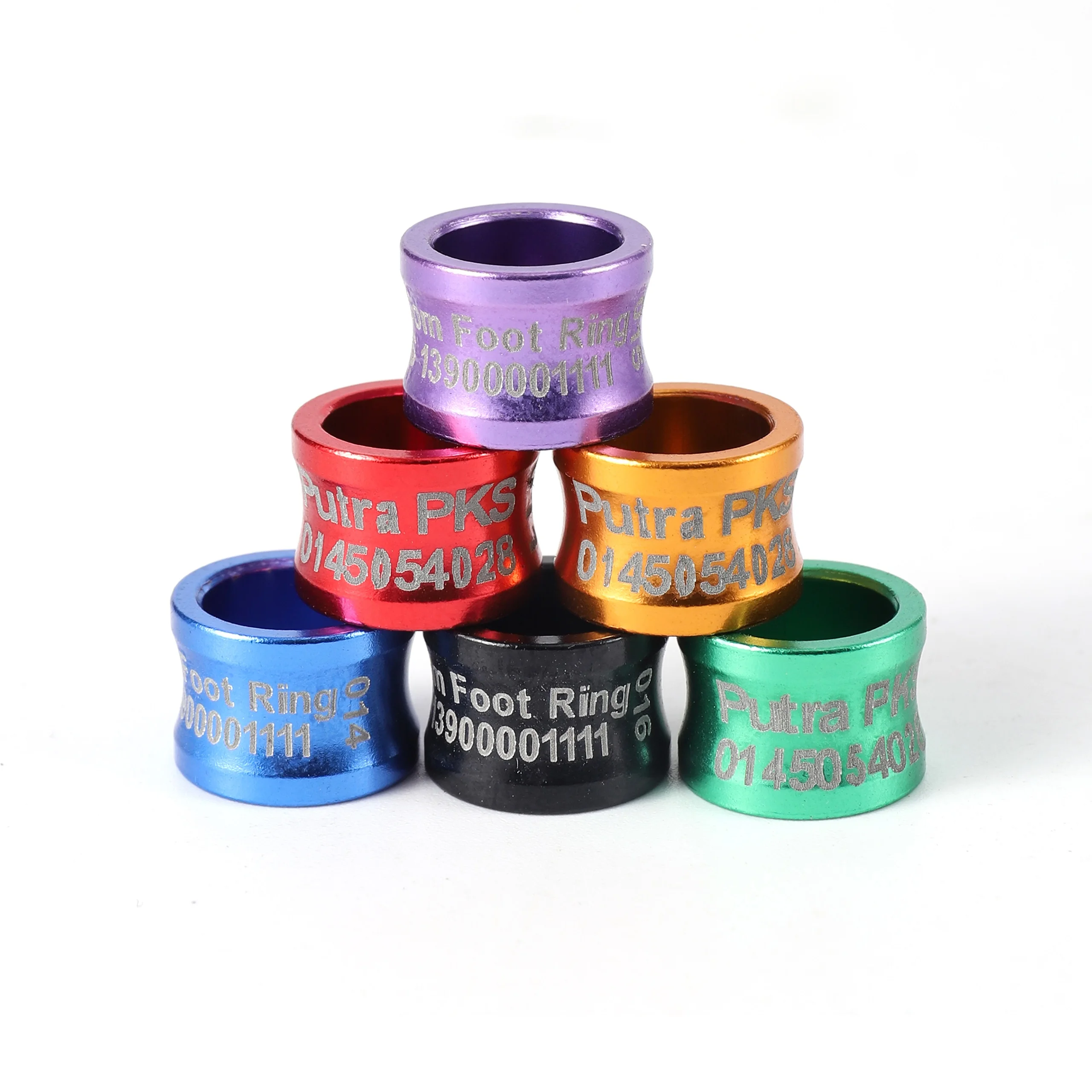 Anillos de pie multicolores - azul, verde, dorado, rojo
