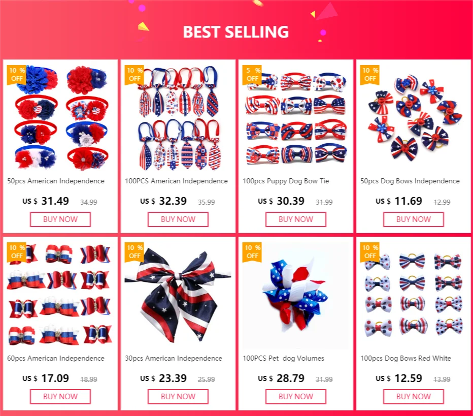 Pajarita roja blanca y azul para perro