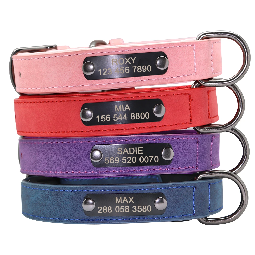 Collar de cuero PU personalizado para perro