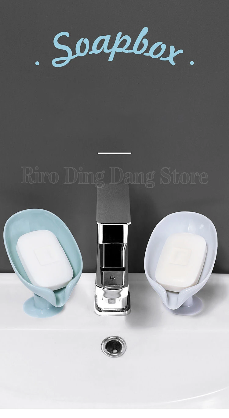 Dispensador de jabón con ventosa con forma de hoja sobre superficie lisa