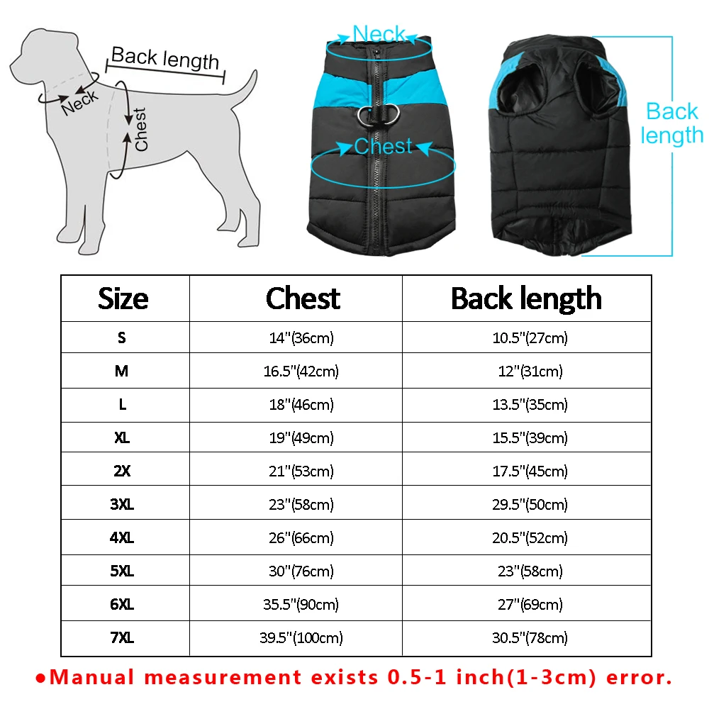 Chaleco acolchado azul para perro pequeño