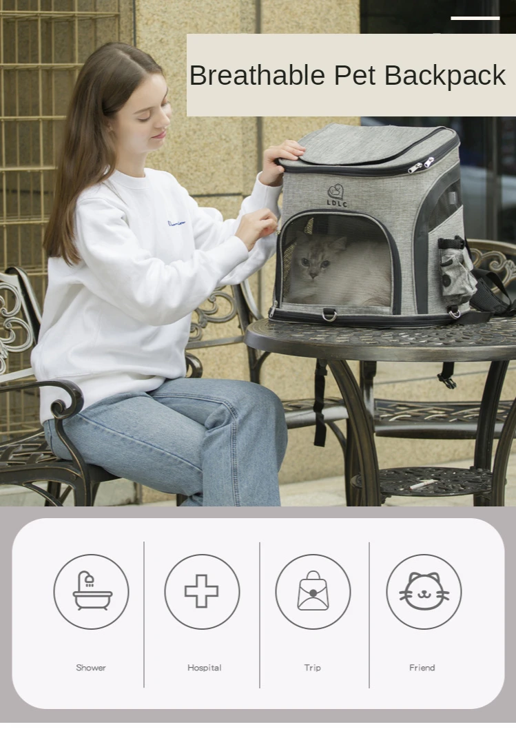 Mochila transportín para gatos y perros pequeños en uso