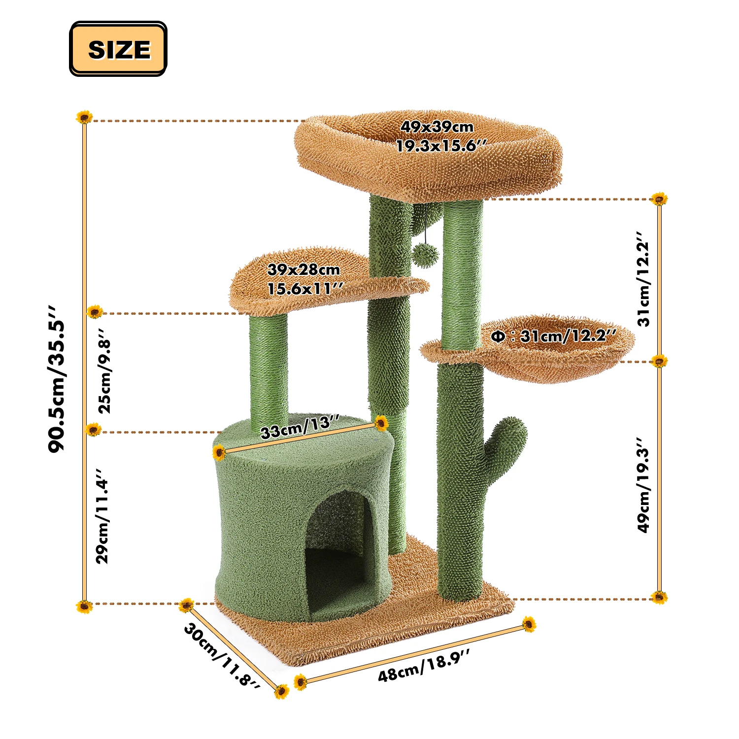 Árbol para gatos cactus – vista general