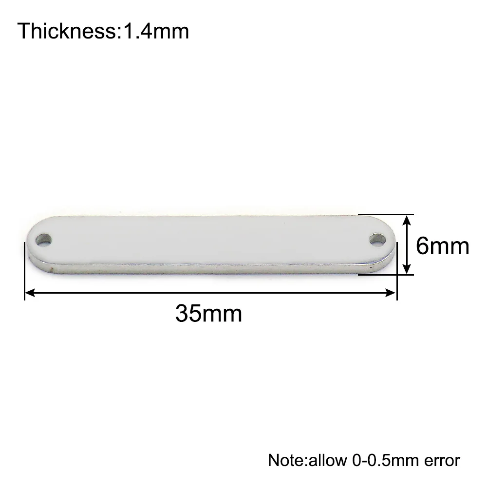 Etiqueta rectangular acero inoxidable con doble orificio para collar de mascota