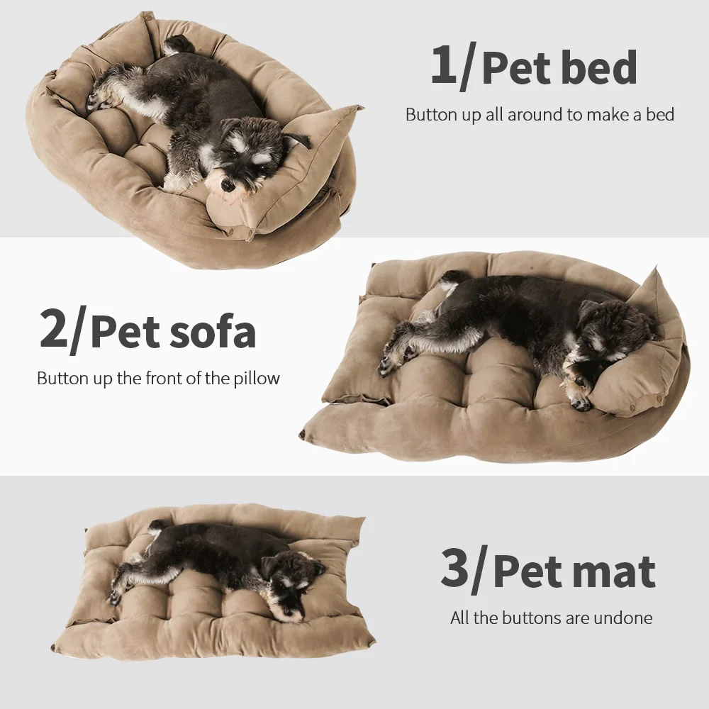 Cama acolchada gris para perro pequeño