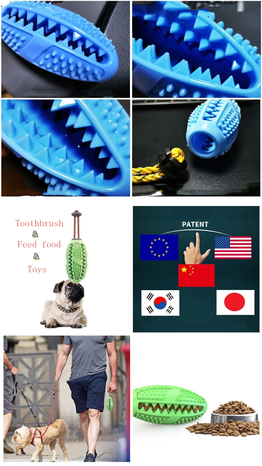 Pelota de goma natural para perros masticando
