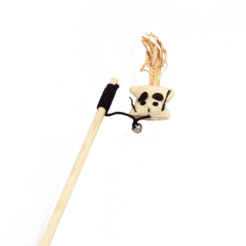Varita Interactiva de Madera para Gatos – Juguete con Plumas y Cascabel - imagen 3