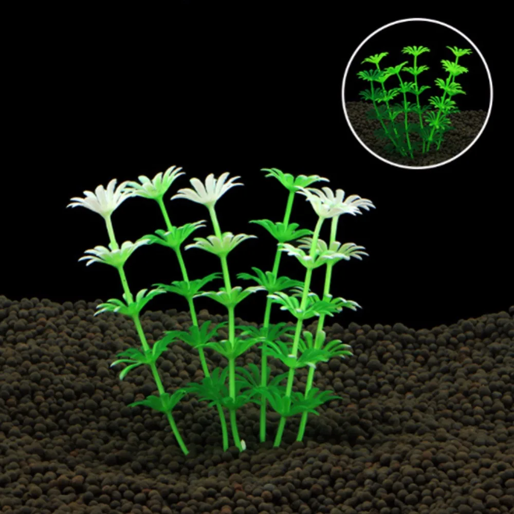 Planta artificial verde para acuario de 11 cm