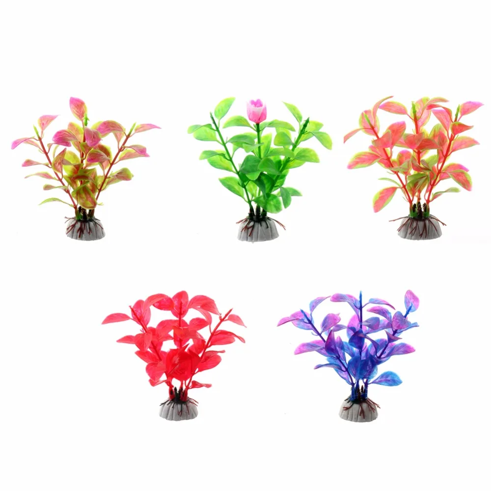 Decoración de acuario flor y hierba - Rojo