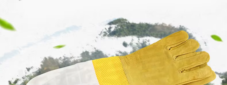 Guantes amarillos de apicultura en piel de oveja con red ventilada