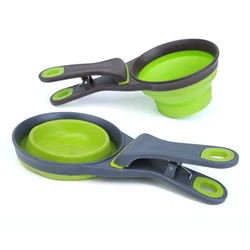 Tazón de Silicona Plegable y Portátil para Perros y Gatos – Cuchara y Sellador