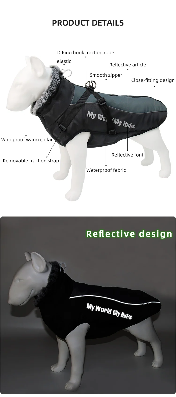 Comparación de tallas XXL a 6XL en un bulldog
