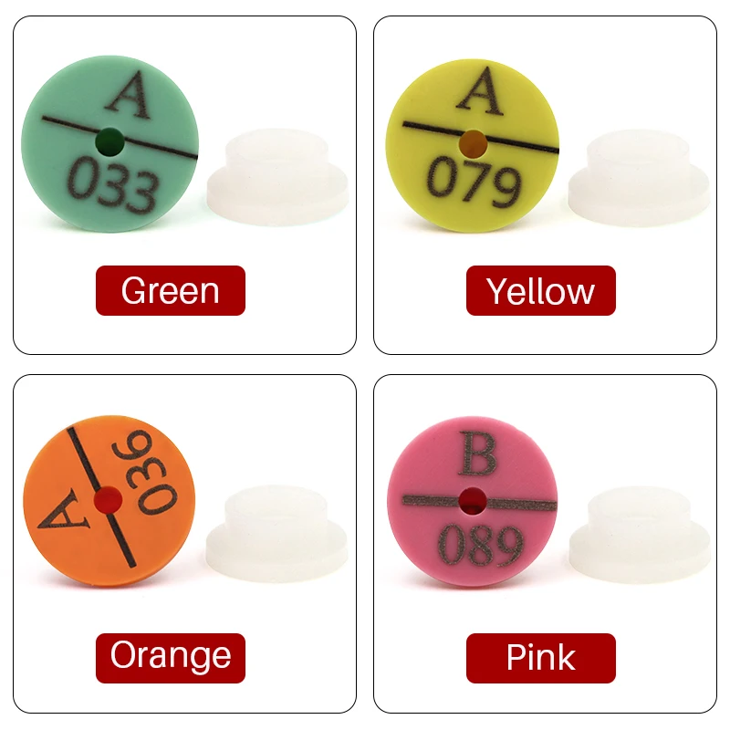 Proceso de colocación de la etiqueta en la oreja de un conejo