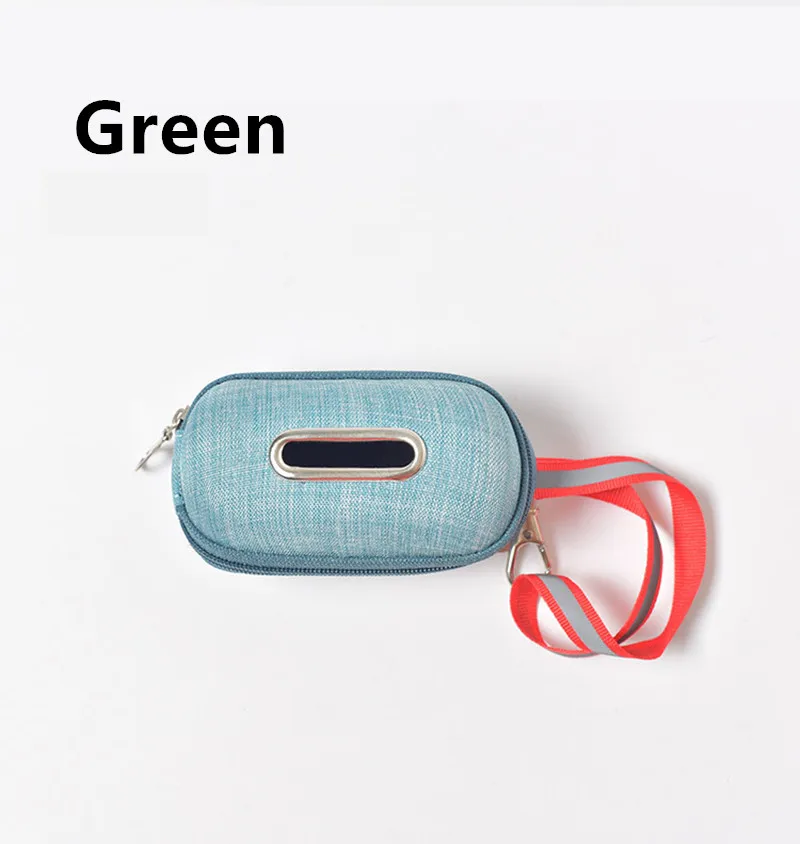 Vista lateral del dispensador azul