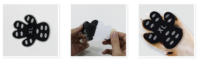 Set de cuatro parches desechables mostrados junto a una correa y un juguete