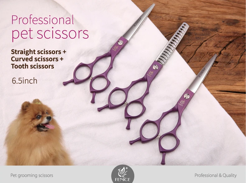 Tijeras de peluquería canina en set con diferentes hojas