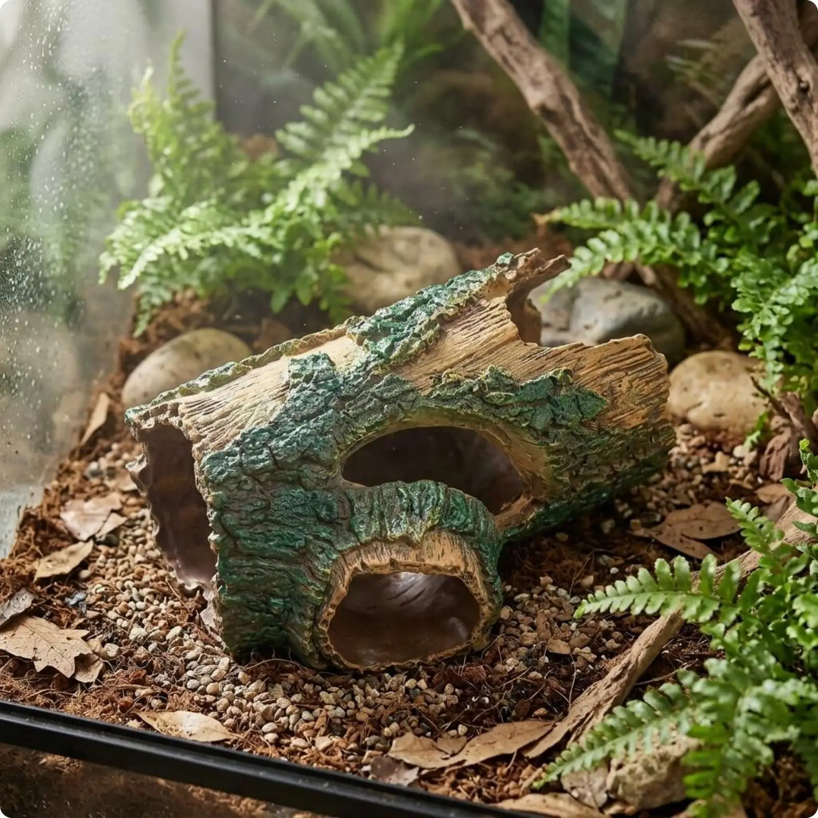 Tronco hueco de resina con textura de corteza realista para terrario