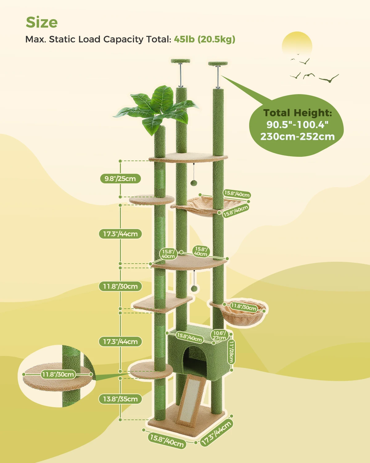 Torre de gatos con diseño decorativo de cactus