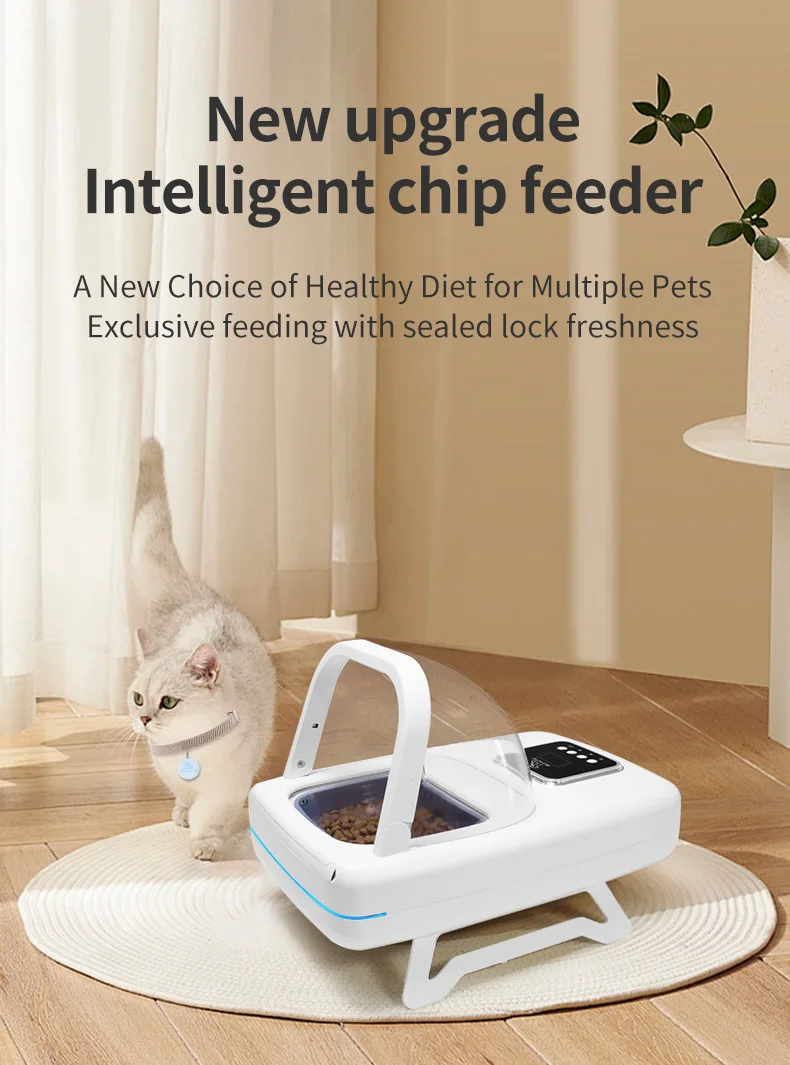 Comedero inteligente con chip y tazón