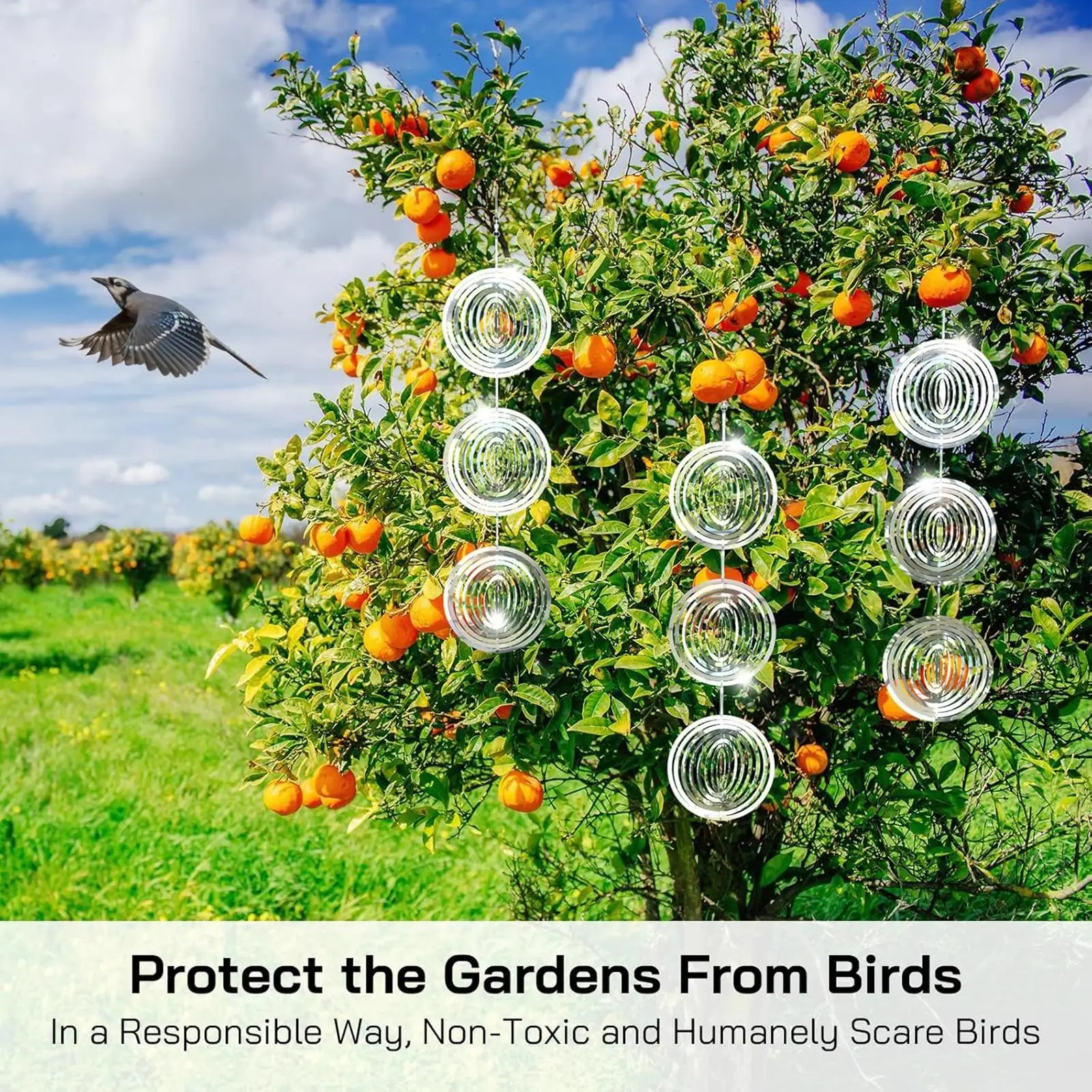 Dispositivo 3D ahuyenta aves con efecto viento giratorio para jardín - imagen 2