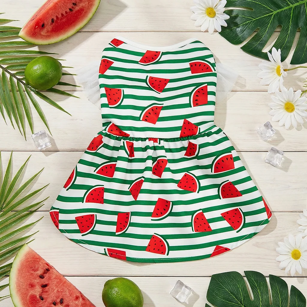 Vestido para perro verde y blanco vista trasera
