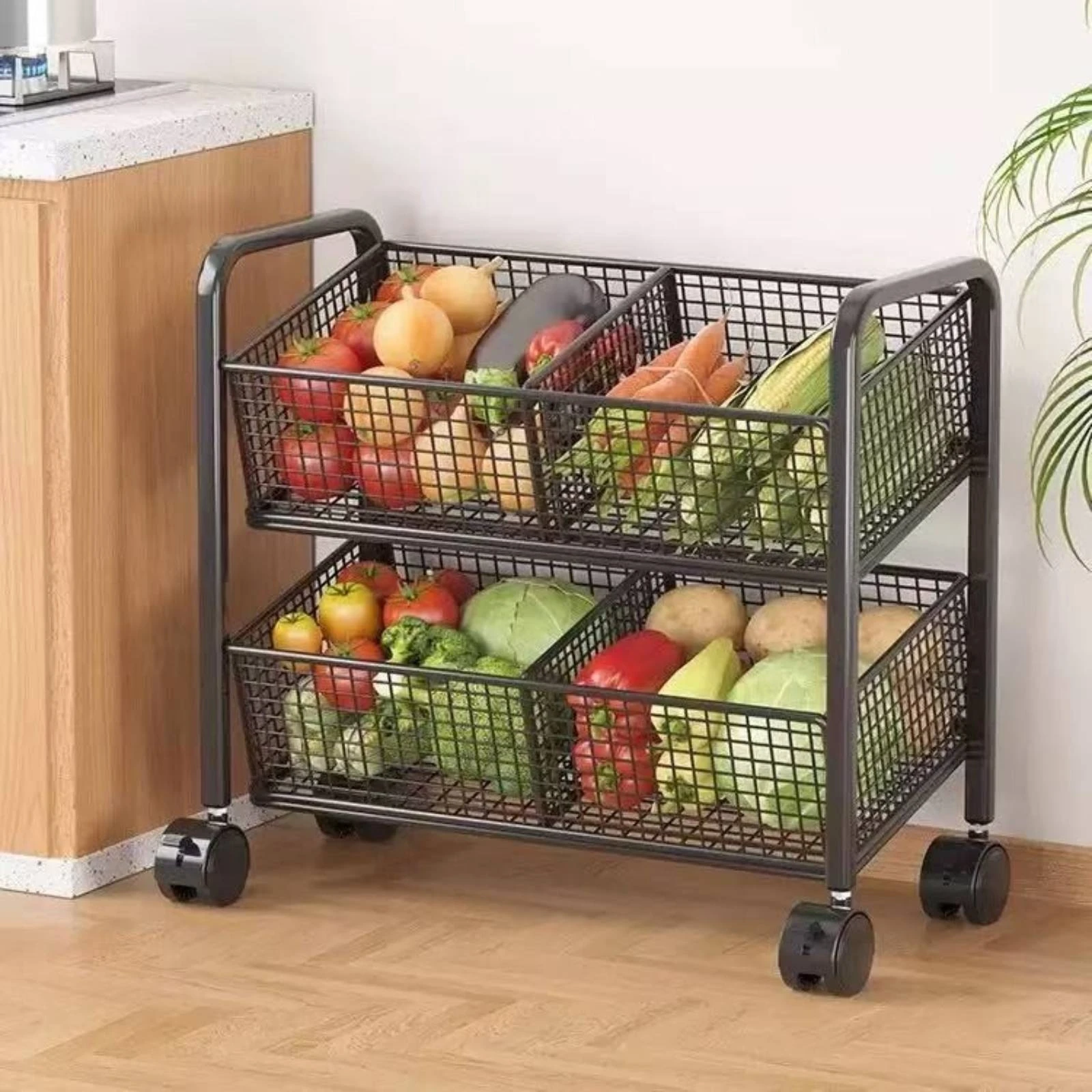 Carrito Organización 2 Niveles con Cesta – Almacenaje Compacto para Mascotas - imagen 3