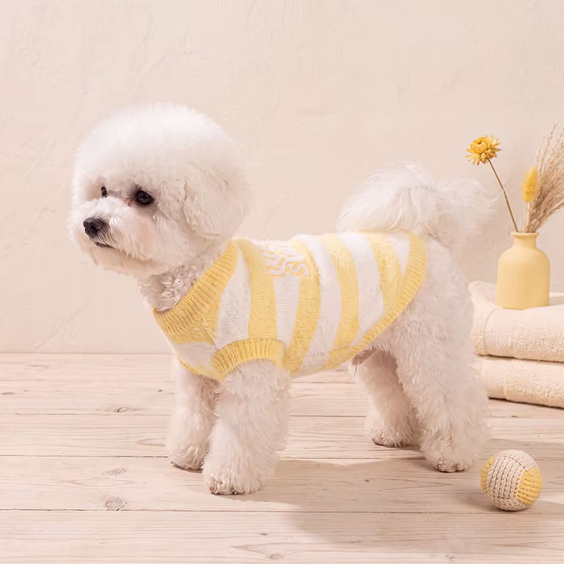 Suéter a rayas para perro y gato – Abrigo tejido otoño-invierno - imagen 3