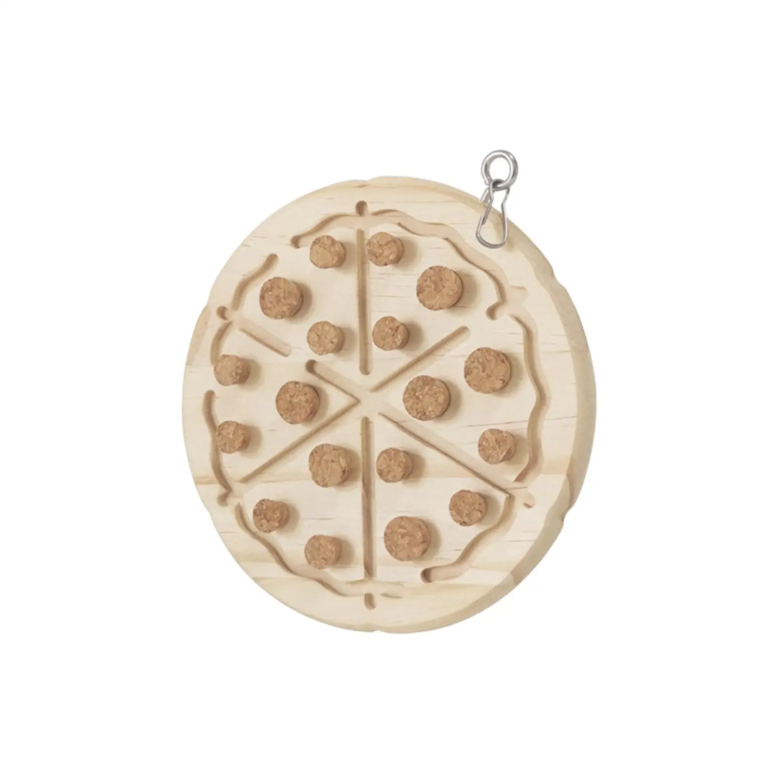 Tablero de madera con tapones y semillas para loros