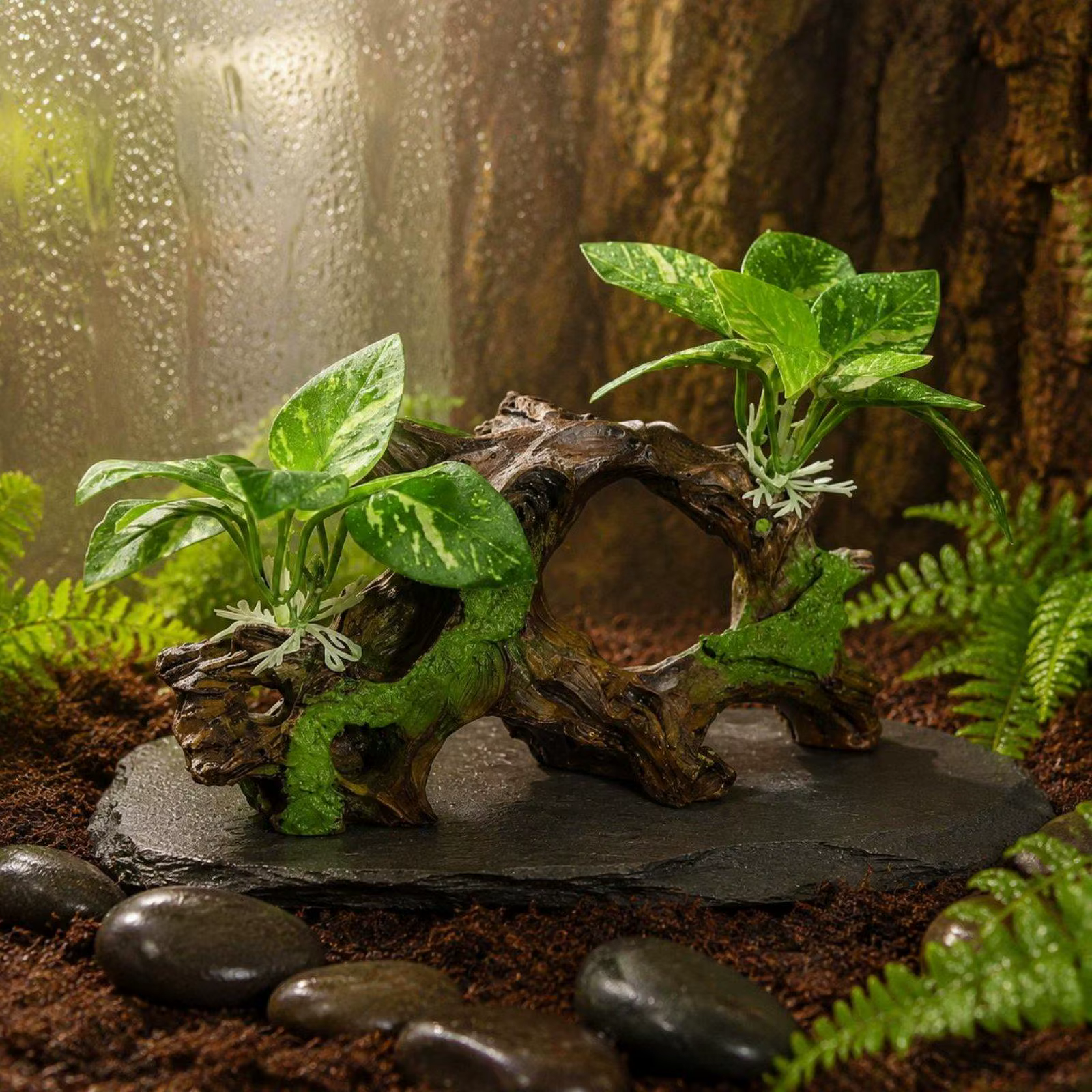 Decoración Flotante para Acuario – Aspecto Madera Natural 4 Piezas - imagen 4
