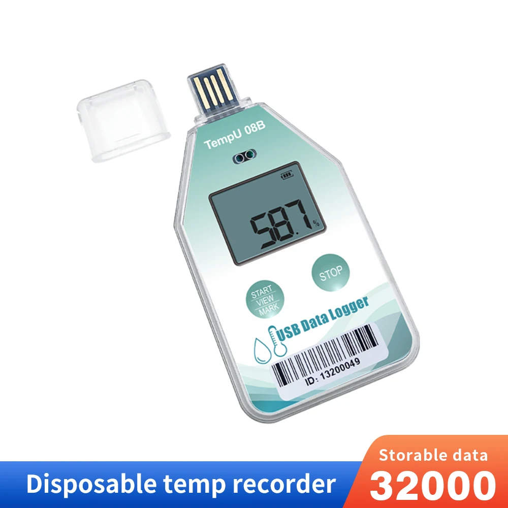 Registrador de temperatura y humedad TempU08B con pantalla LCD