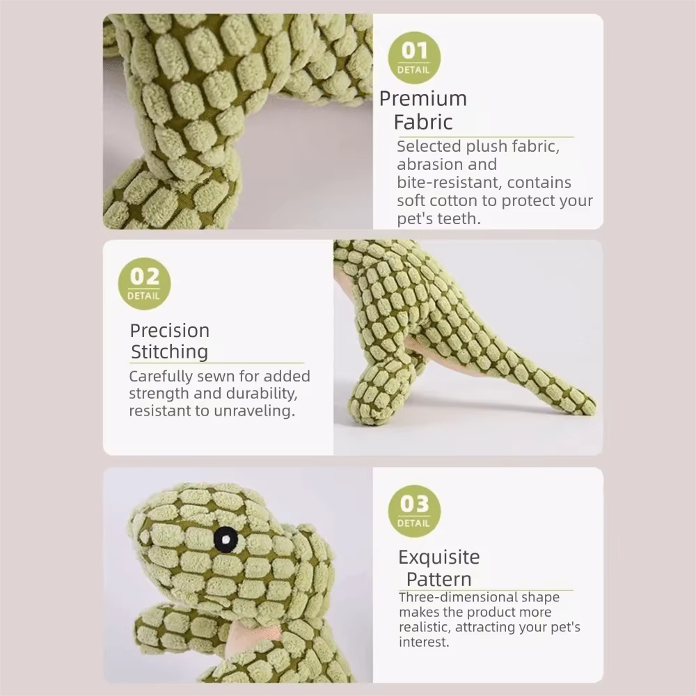 Juguete de peluche dinosaurio con sonido para perros - imagen 4