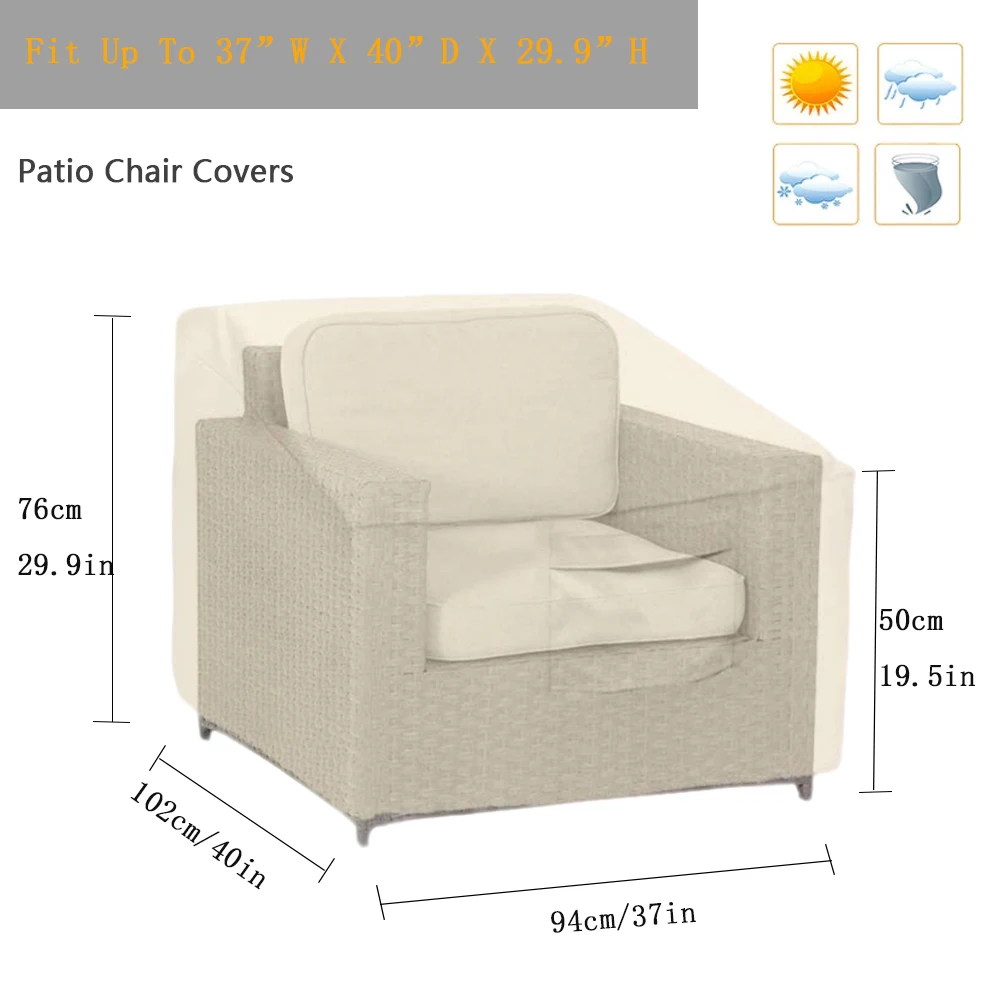 Funda impermeable para sofá individual de jardín, resistente al sol y al viento - imagen 4