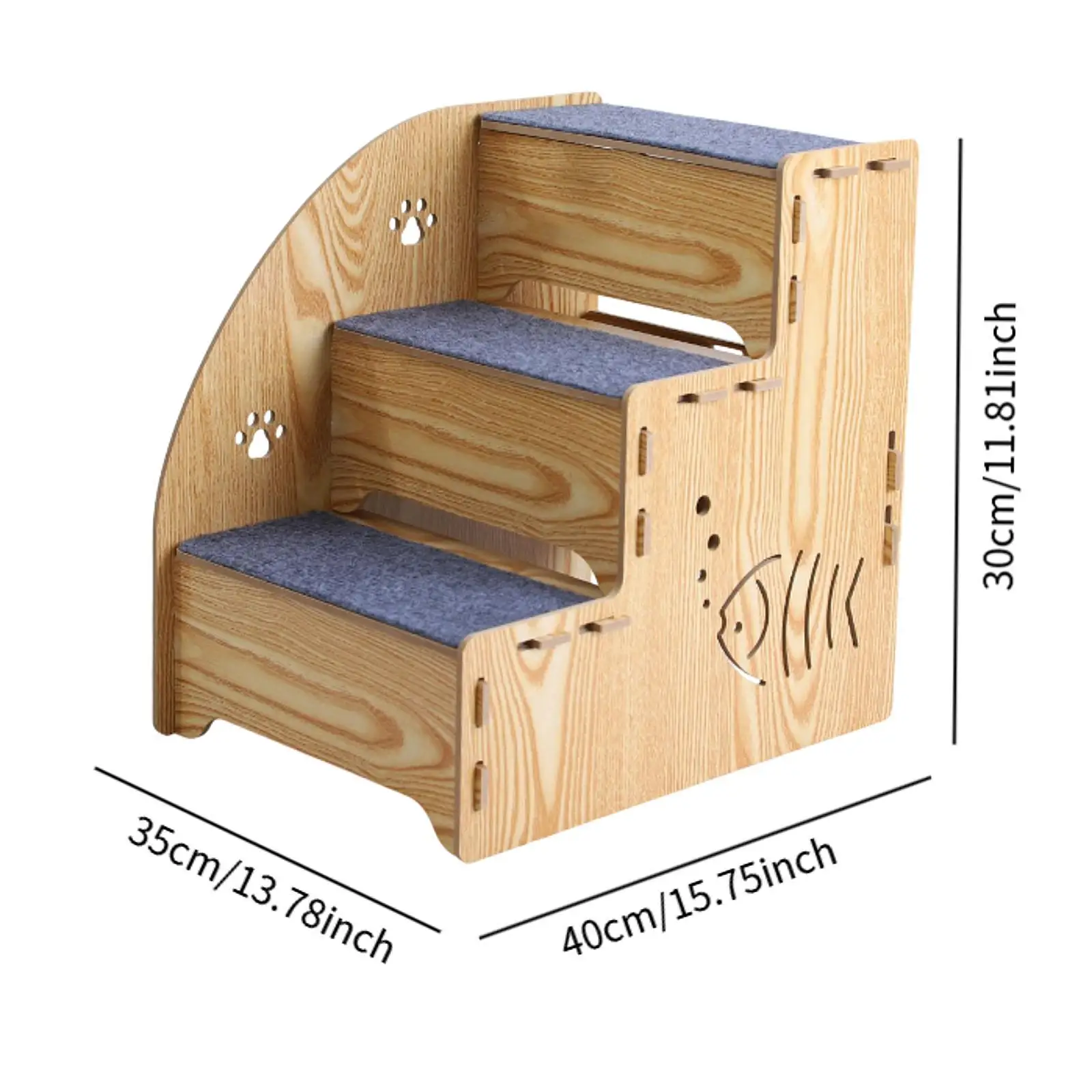 Escalera antideslizante de madera para perros y gatos