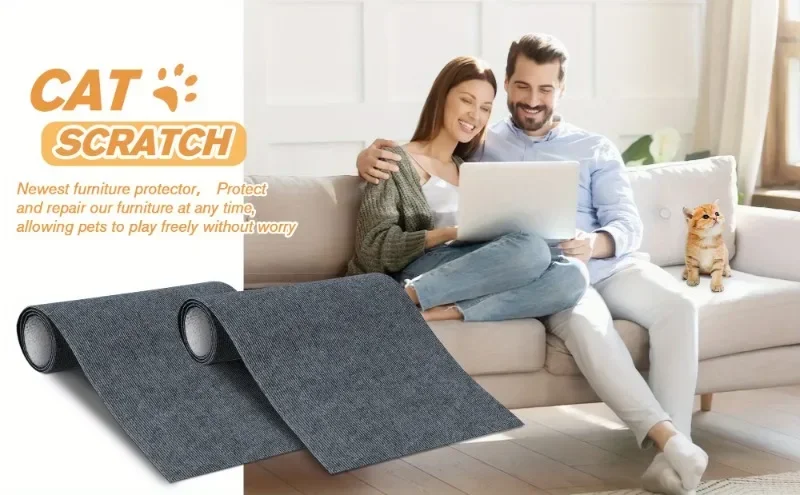 Almohadilla autoadhesiva para rascar gatos instalada