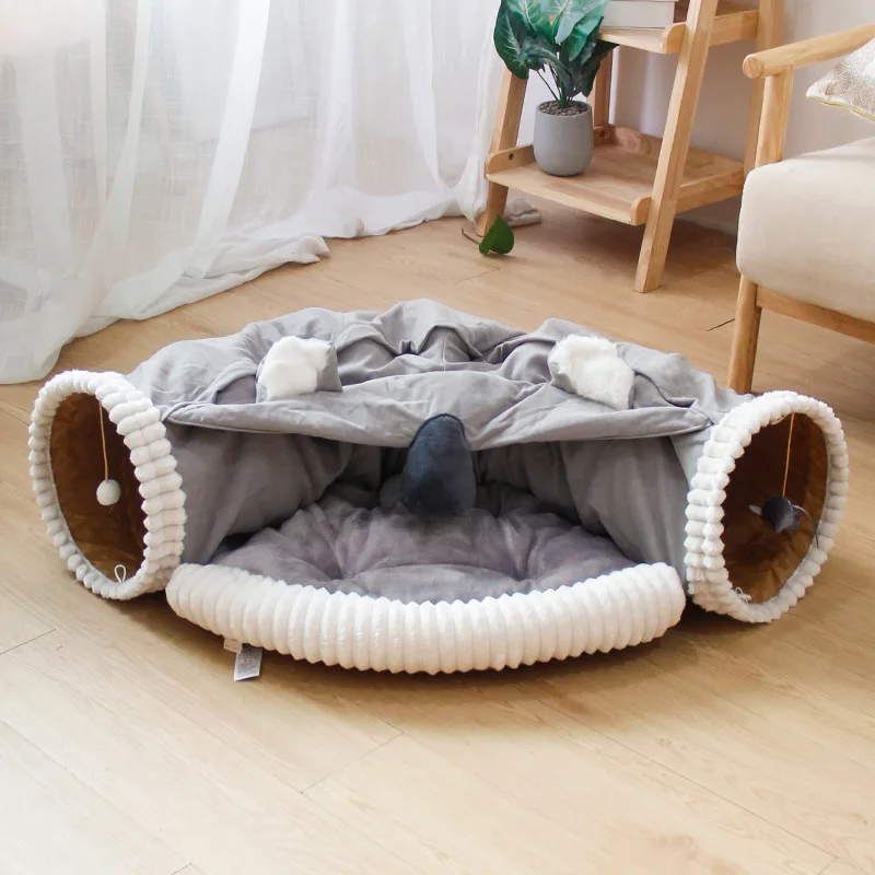 Nido plegable y túnel para gatos: cueva rodante de juego - imagen 4