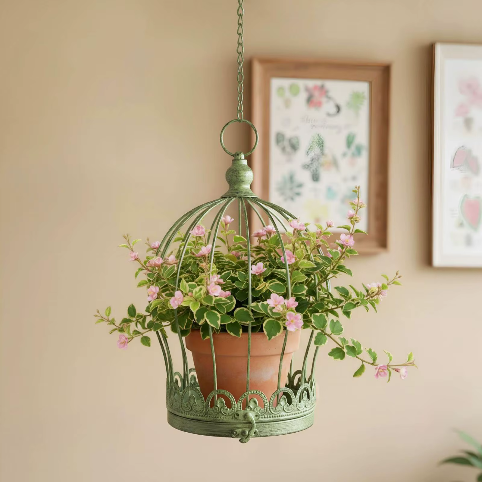 Soporte colgante vintage para macetas de hierro, colgador jardín - imagen 5